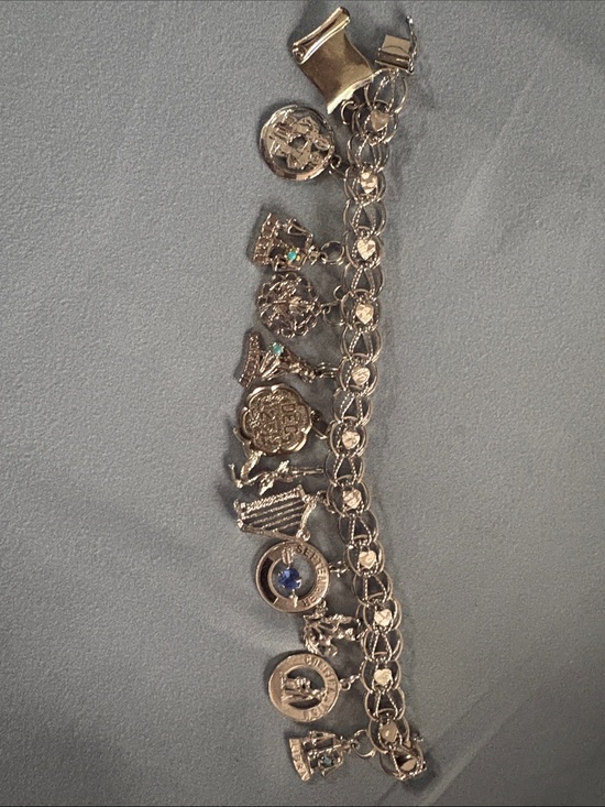 Jewelry - Vintage Silver Charm Bracelet with Blue Accents - Women Jewelry